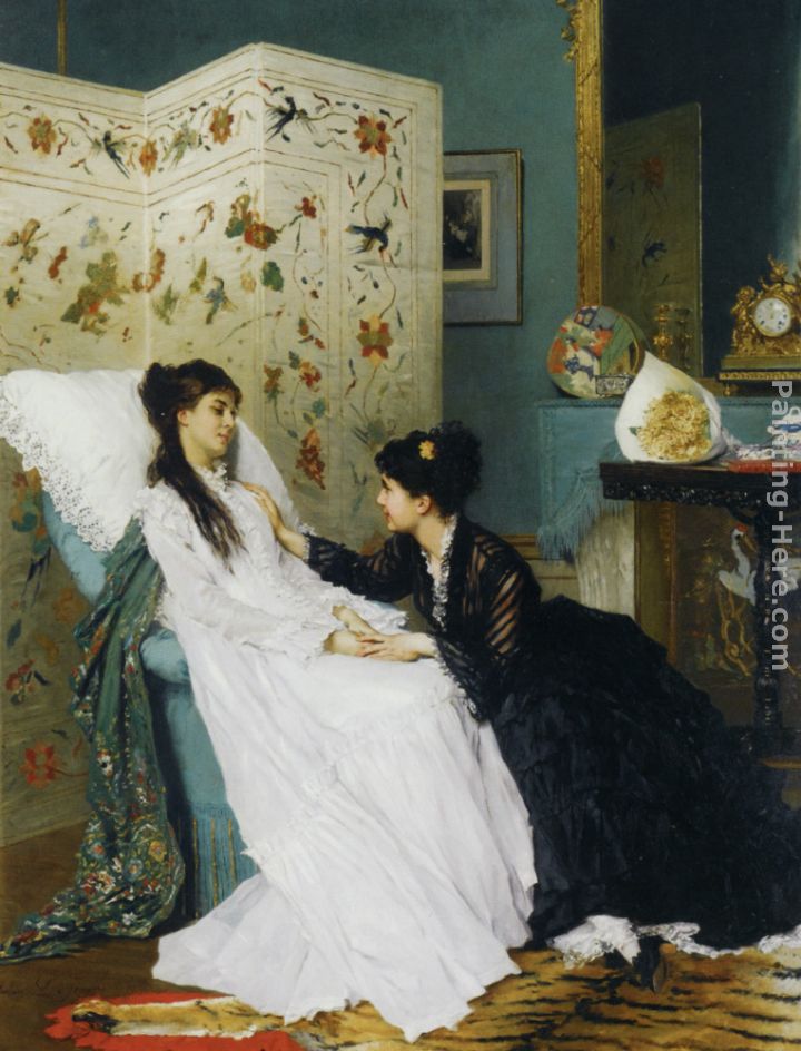 The Convalescent painting - Gustave Leonhard de Jonghe The Convalescent art painting